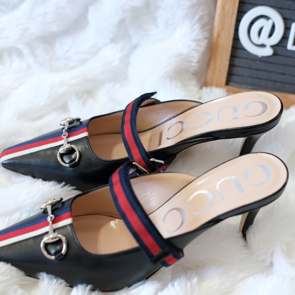 ⛔️SOLD⛔️GUCCI Horsebit Mid-heel slide mule size35